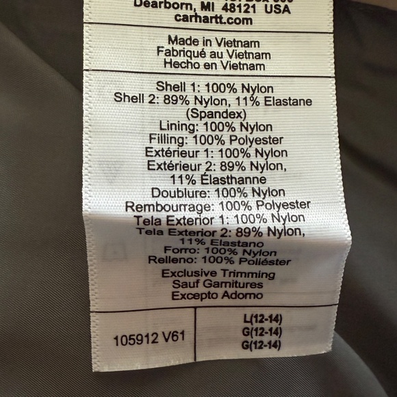 Carhartt Women's Rain Defender Insulated Jacket -Large- NWT - Picture 10 of 11